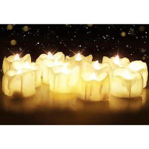 12 pack | Melted LED Votive Candles Timer Tea Flameless Dripping Wax Realistic!